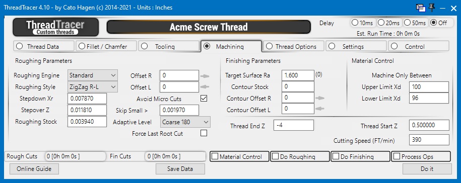 Thread form roughing and profile finishing